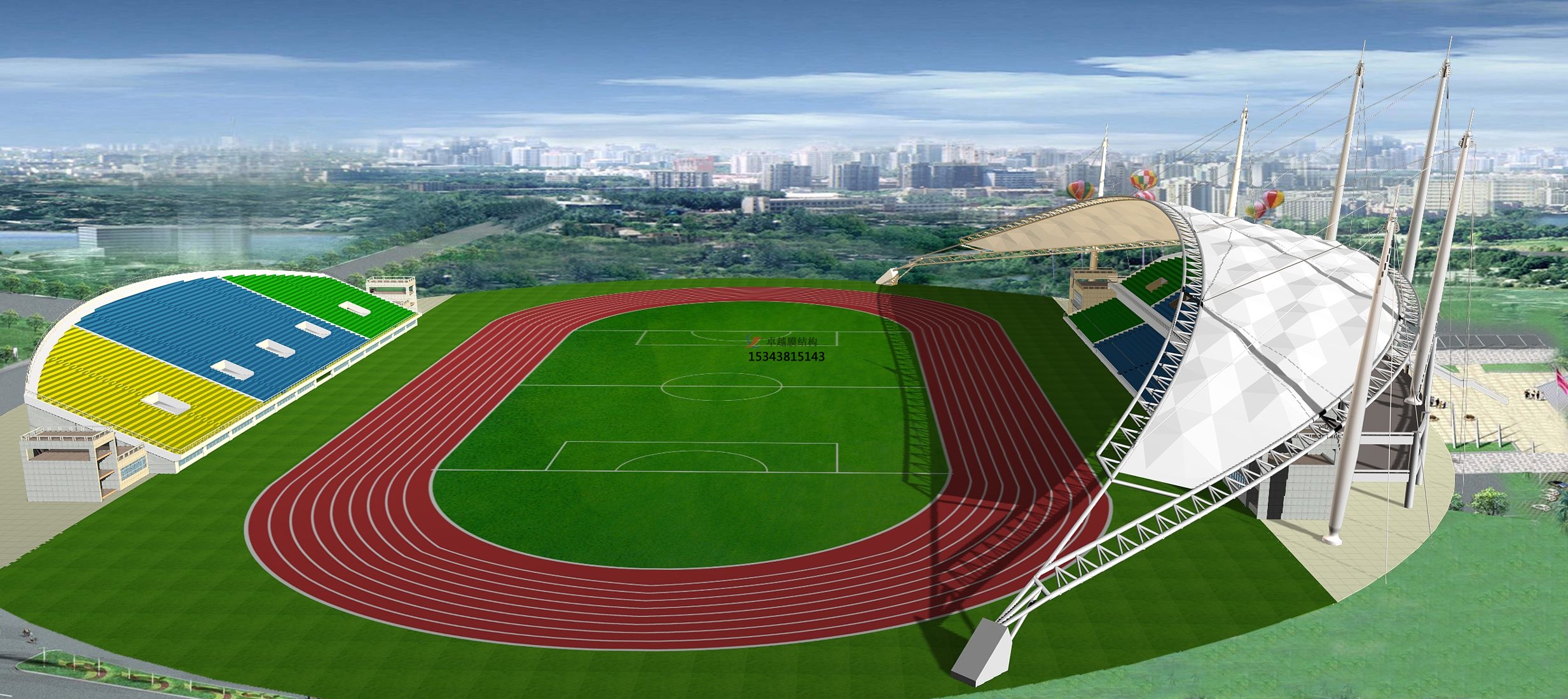 鶴壁淇縣體育公園膜結構【看臺雨棚】門球場案例