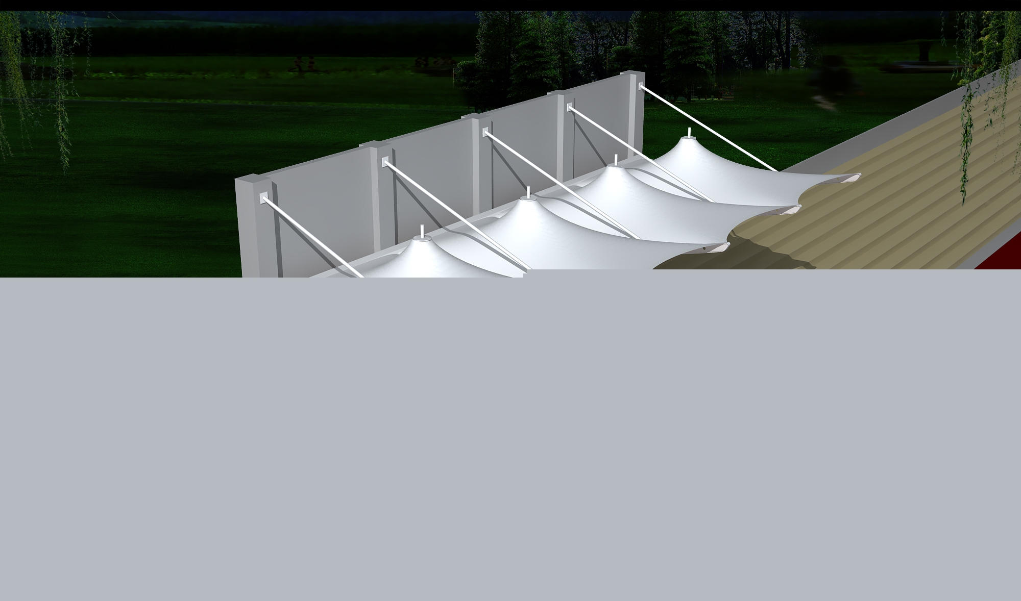 和順體育公園膜結(jié)構(gòu)【看臺雨棚】門球場案例