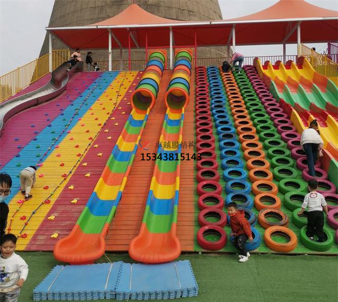 平頂山滑世界橘紅色張拉膜結構生產