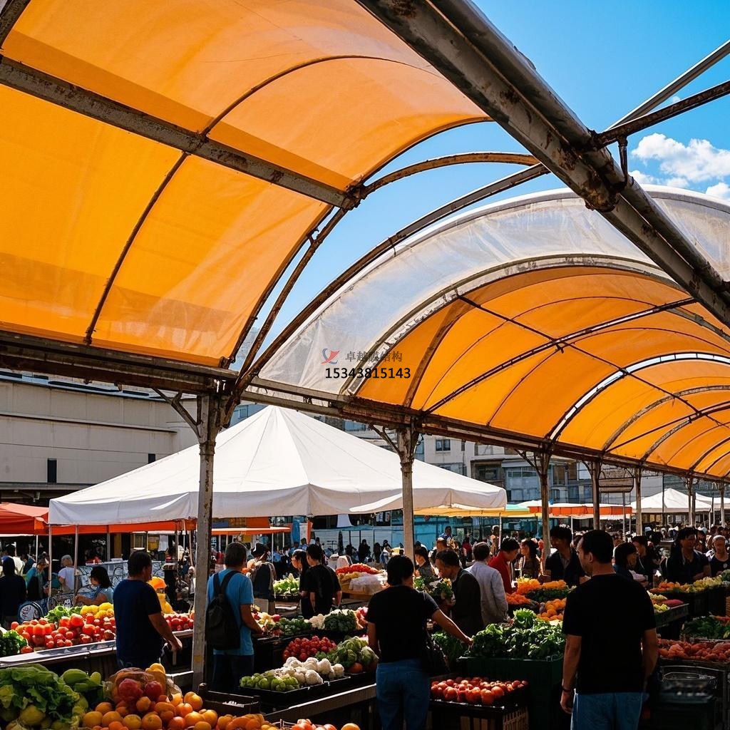 赤峰<font color='red'>膜結(jié)構(gòu)公司</font>【農(nóng)貿(mào)市場膜結(jié)構(gòu)】赤峰膜結(jié)構(gòu)廠家